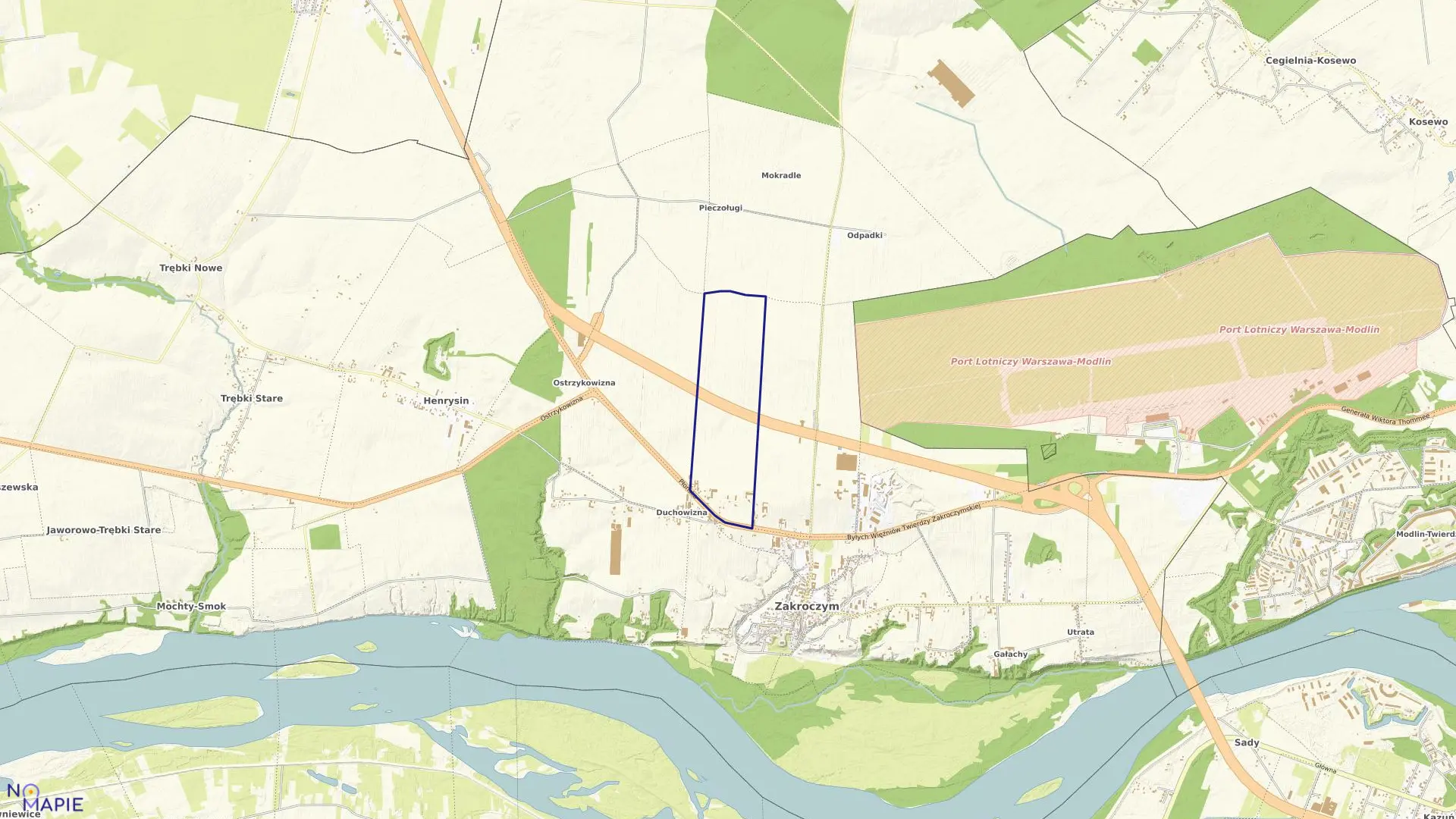 Mapa obrębu 02-08 w gminie Zakroczym