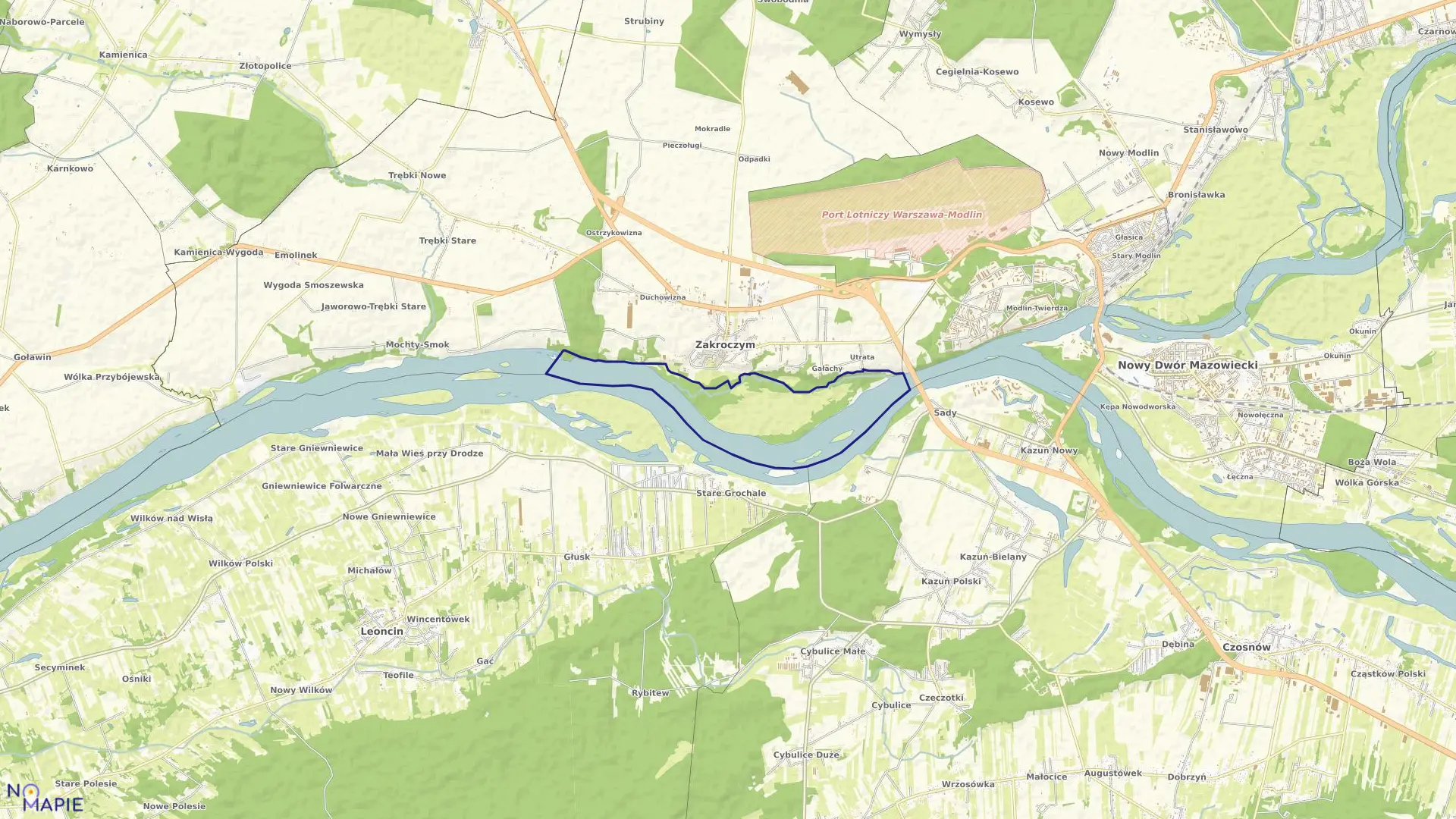 Mapa obrębu 02-16 w gminie Zakroczym