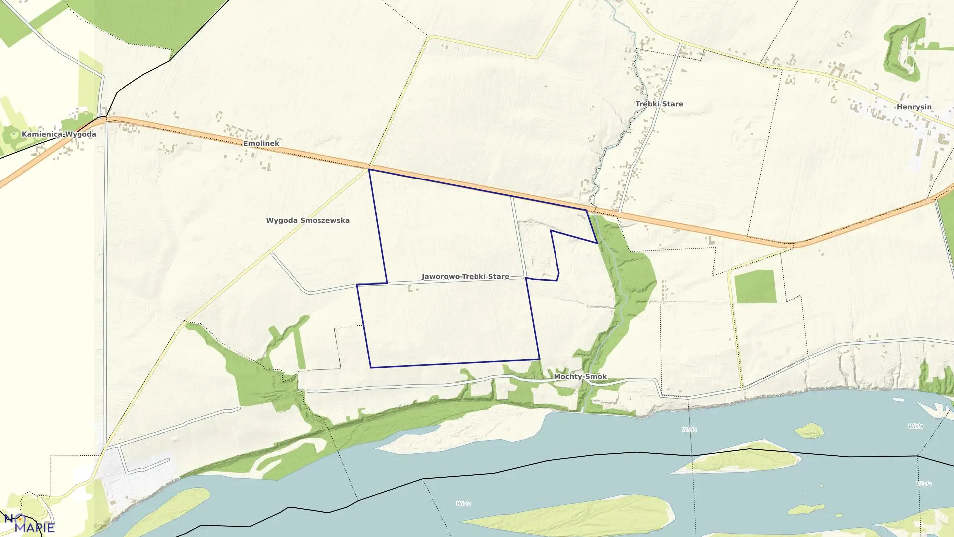 Mapa obrębu JAWOROWO TRĘBKI ST. w gminie Zakroczym