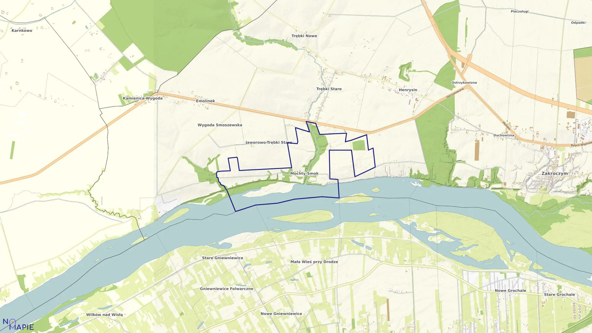 Mapa obrębu MOCHTY-SMOK w gminie Zakroczym